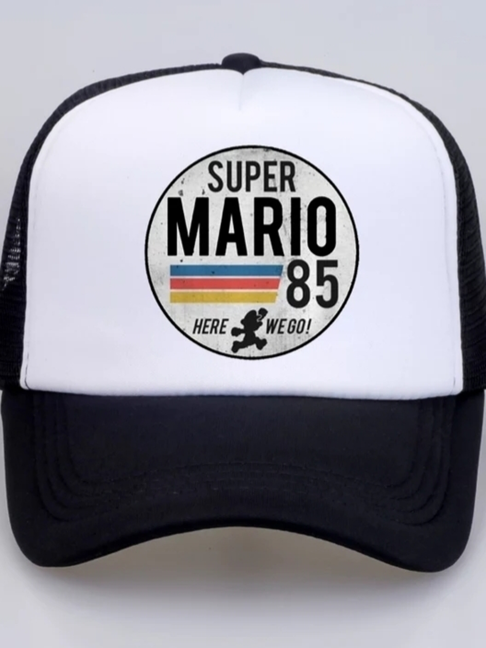 Super Mario 85 Graphic Trucker Cap - Black & White